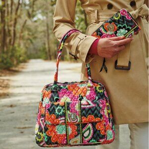 vera bradley turnlock satchel jazzy blooms quilted purse